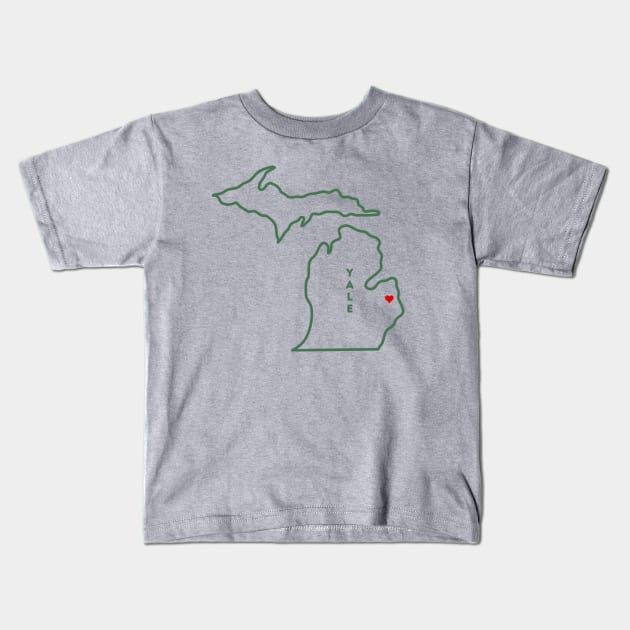 Yale MI Love (Dk Green) Kids T-Shirt by TorrezvilleTees